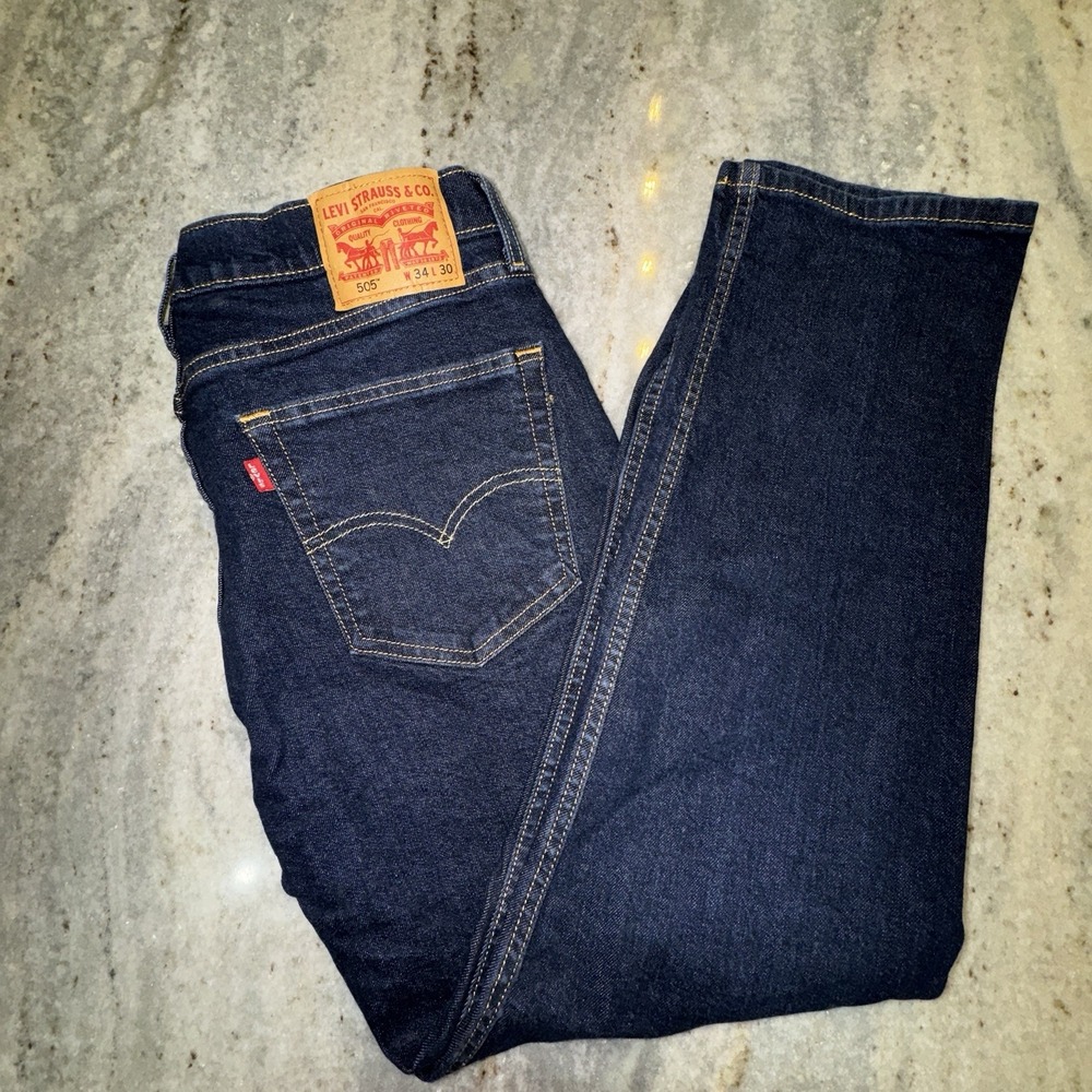 Levi's 505 34x30 Men's Jeans Dark Wash Denim Straight Leg 2019 Work Outdoor